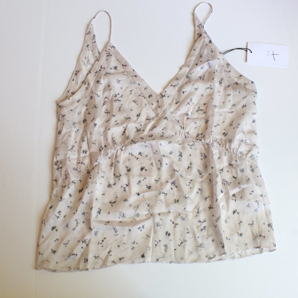 IRO Beraga Silk V Neck Floral Cami Tank Top 36 S